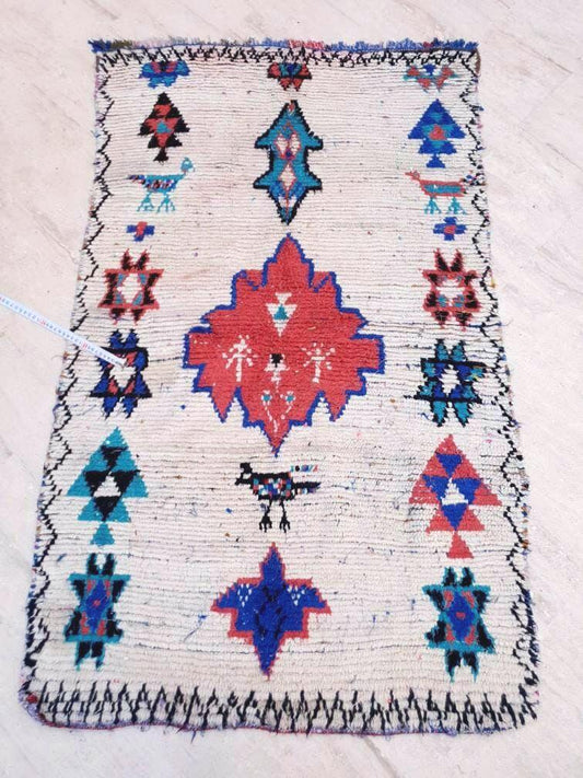 Vintage Moroccan Rug 3.8x6.4 Vintage boujad rug, Pretty Abstract tribal rug, colorful boujaad berber rug