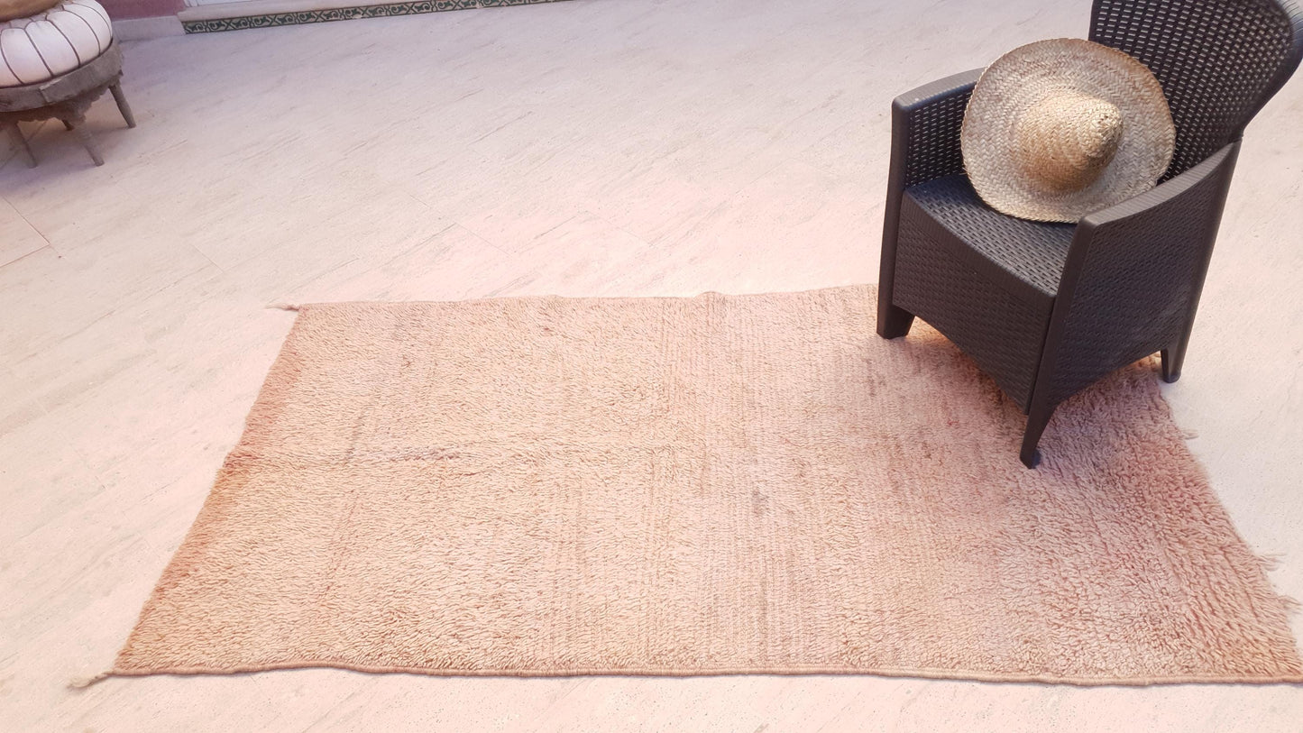 Vintage Moroccan Rug Gorgeous Blush Pink Peac Boujaad rug 3.8x7.2 Sands unique blush soft tones rug, bedroom beni ourain rug faded solid rug
