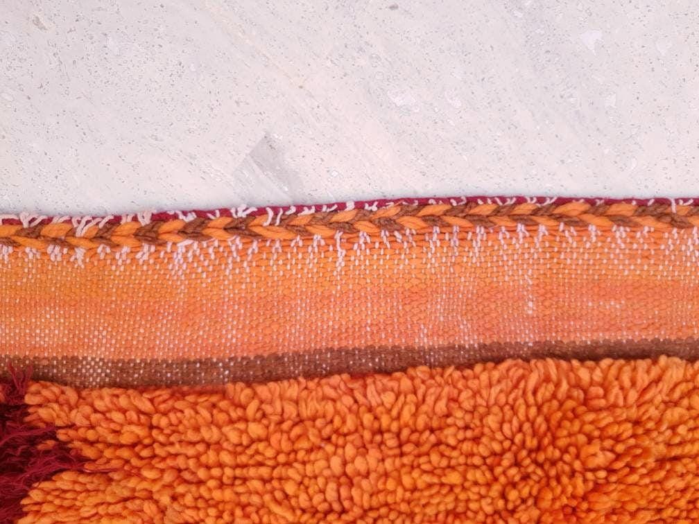 50% OFF CLOSING SALE Vintage Moroccan Rug 4.7x8.3 stunning orange papaya boujaad rug, Vintage Beni Ourain Rug bedroom rug, living room rug