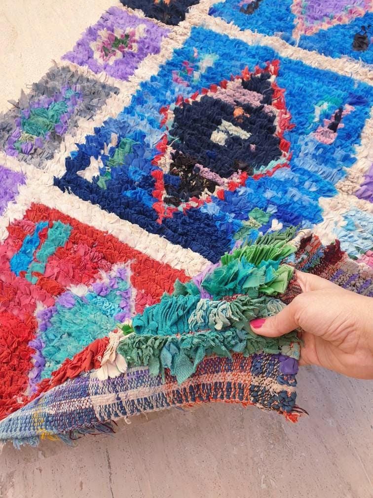 Vintage Moroccan Rug  Super Pretty Runner Rug 3.1x5.1 Boujaad Rug  | Antique Berber Boucherouite Rug  Vintage Accent Rug, Entry way Rug