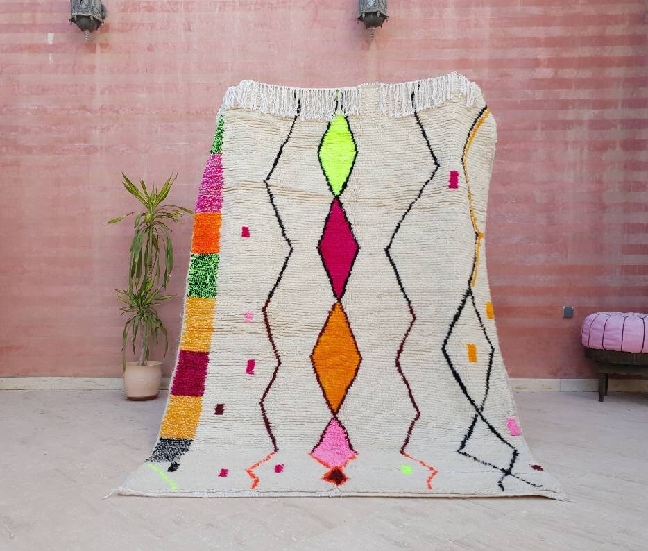 Fine Moroccan rug 5.5x8 original Artist rug, fine Azilal rug Zayania designer rug berber colorful rug  bedroom rug