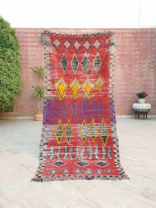 50% OFF CLOSING SALE Vintage Moroccan Rug 3.2x6.8  Beautiful Coral Pink vintage Boujad rug, Berber morrocan rug boho rug  accent hallway rug