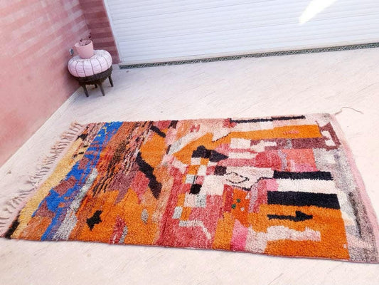 50% OFF CLOSING SALE Vintage Moroccan Rug 5.3x8.9 unique soft boujaad rug Colorful Beni Ourain Rug, Abstract Boujad Rug