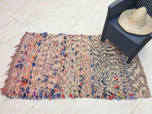 Vintage Moroccan rug 3.3x6 Gorgeous unique boujad rug, colorful abstract berber rug