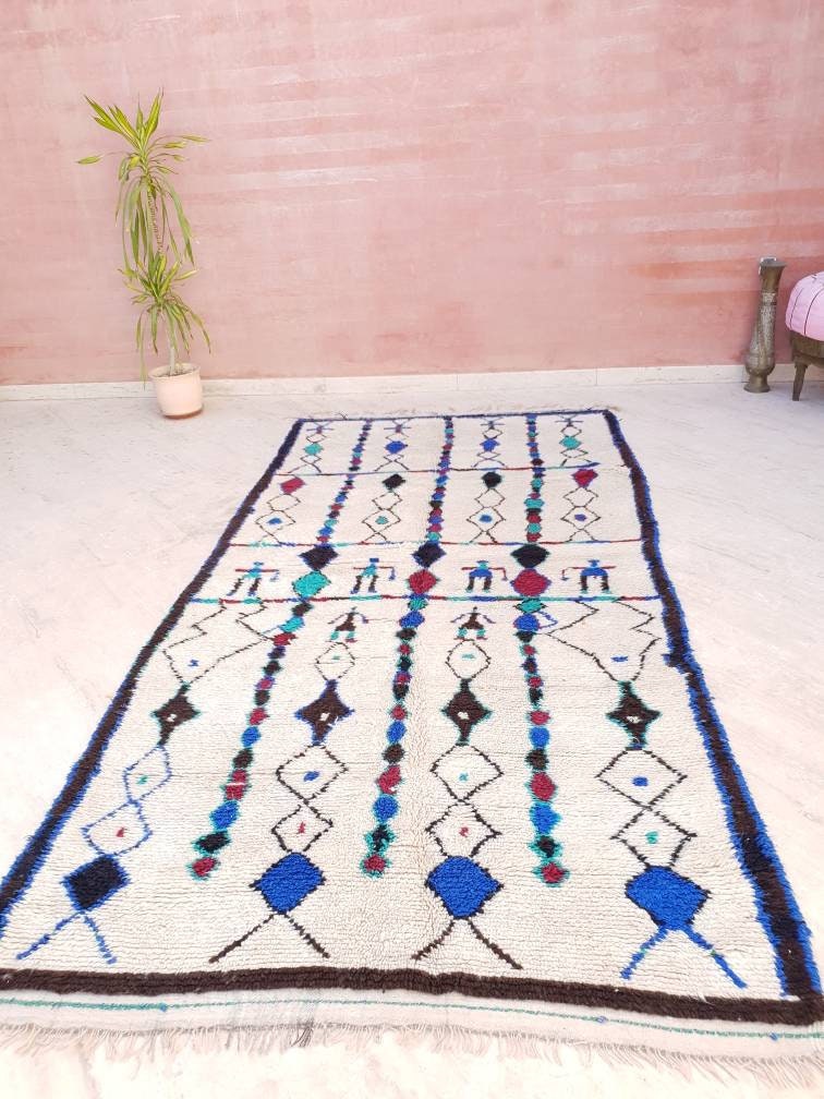 Vintage Moroccan Rug 5x10 Beni ourain rug, Berber rug, bedroom rug, beni Ourain rug, living room rug