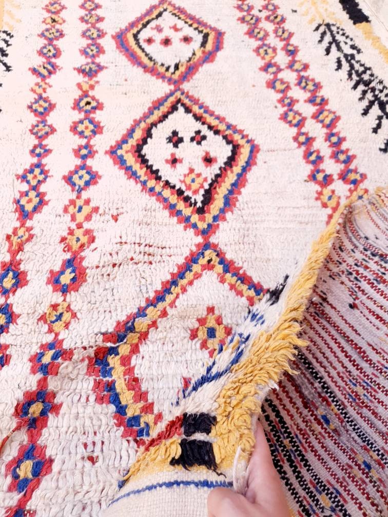 Vintage Moroccan rug 3.8x7.2 Azilal rug, midcentury berber morrocan rug bedroom rug living room rug boho rug boujaad rug