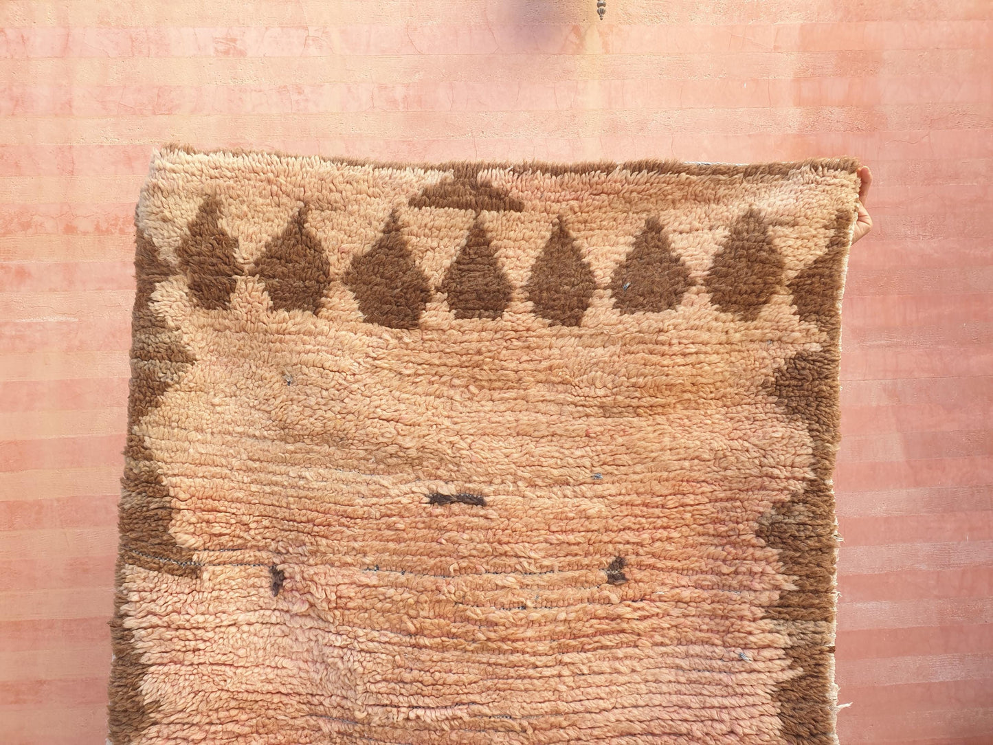 Vintage Moroccan Rug • 3.1x8.7 ft • vintage blush hues abstract Berber Runner • Wool on Boucherouite Base • earth tones  Hallway Rug •