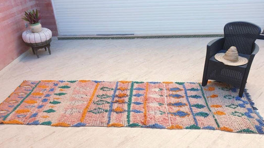 50% OFF CLOSING SALE Vintage Moroccan rug 3.2x10.8 gorgeous Peach Papaya runner rug, Boujaad rug, Blush colorful rug, long peach hallway rug