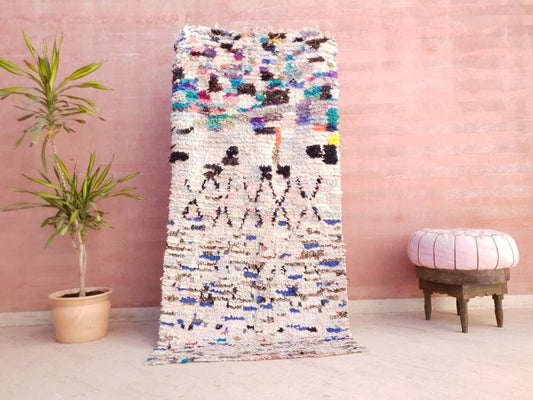 50% OFF CLOSING SALE Super Pretty Vintage Moroccan Rug 3.1x6.5 Boucherouite Rug, Colorful Berber Rug, Unique Moroccan Rug