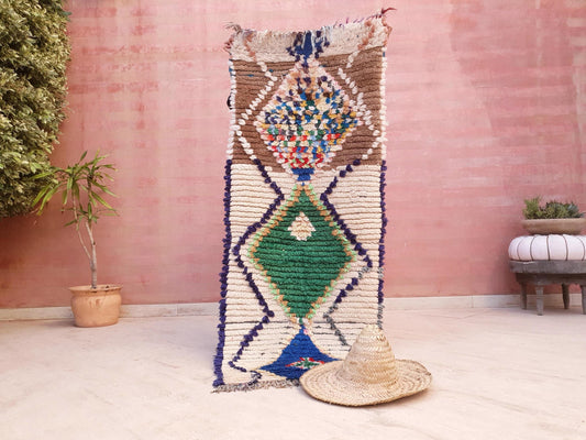 Gorgeous Vintage runner rug 2.4x5.9 beige pink abstract hallway rug, pastel muted tones kitchen rug