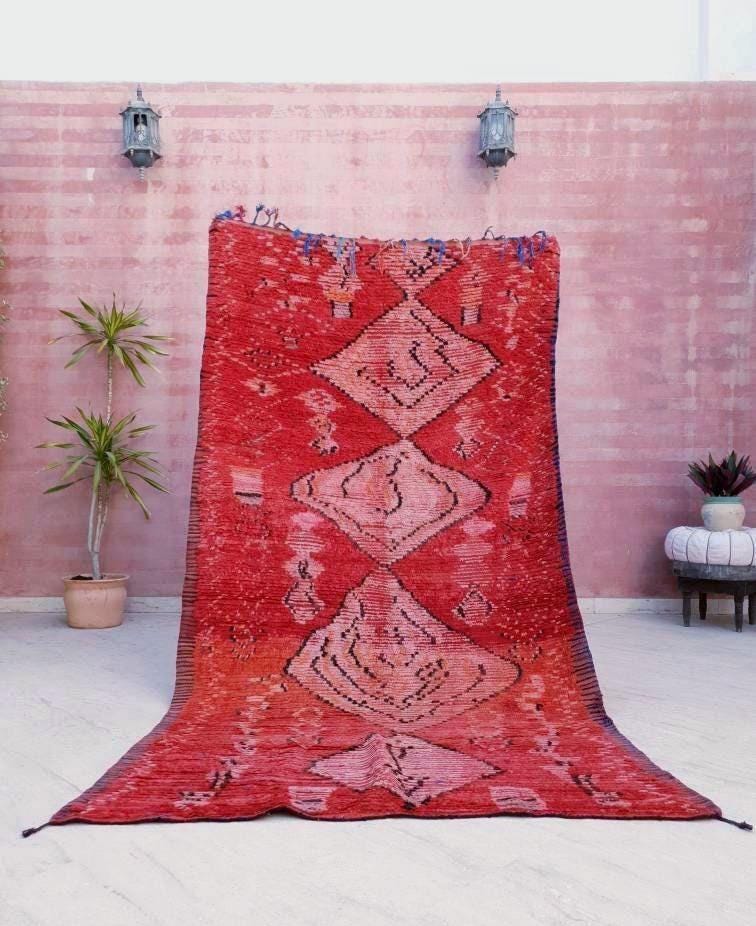50% OFF CLOSING SALE Vintage Moroccan rug 5x8.7 Precious boujaad rug blush red carpet, Incredible Unique tribal living room rug