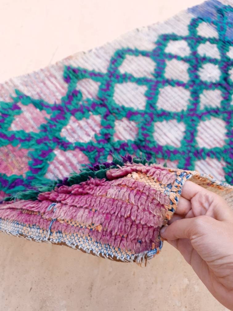 50% OFF CLOSING SALE Vintage Moroccan Rug 2.8x9.8 blush Boujaad runnger rug, Unique geometric Morrocan rug  bedroom rug, living room rug