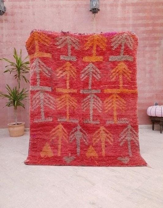50% OFF CLOSING SALE Vintage Moroccan rug 5.2x6.6 Authentic unique Boujaad Rug  Red Collector Moroccan rug, colorful rug vintage area rug