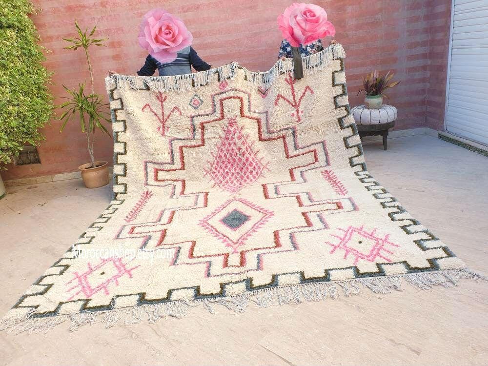 Stunning Moroccan Rug 8.6x10.1 Softest  Azilal Rug, By Me Authentic Atlas Wool Rug, arge berber Pink bedroom rug