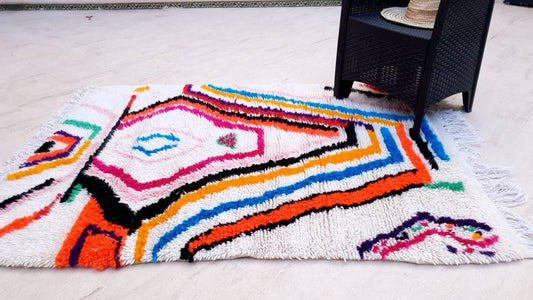 Finest Moroccan rug 4.3x5.9 Gorgeous  Authentic Azilal rug, Softest Berber rug, Colorful bedroom rug bedside rug Abstract rug