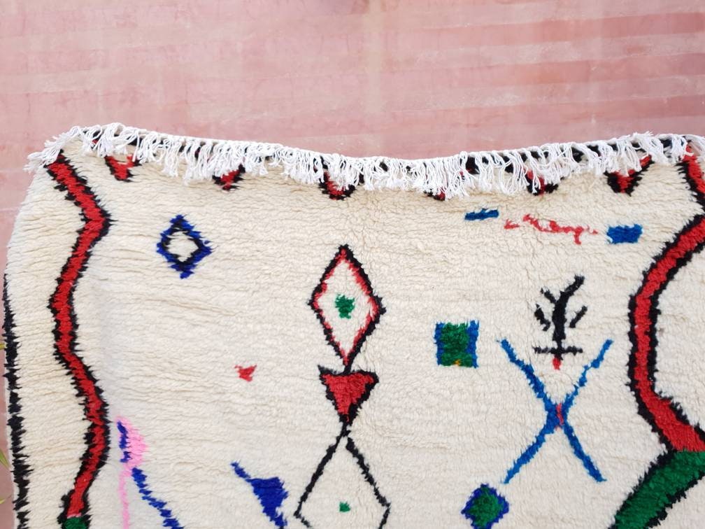 Moroccan rug soft Azilal rug 4.6x7.2 most authentic berber morrocan rug, "Fati Flower" bedroom rug living room rug nursery rug boho rug