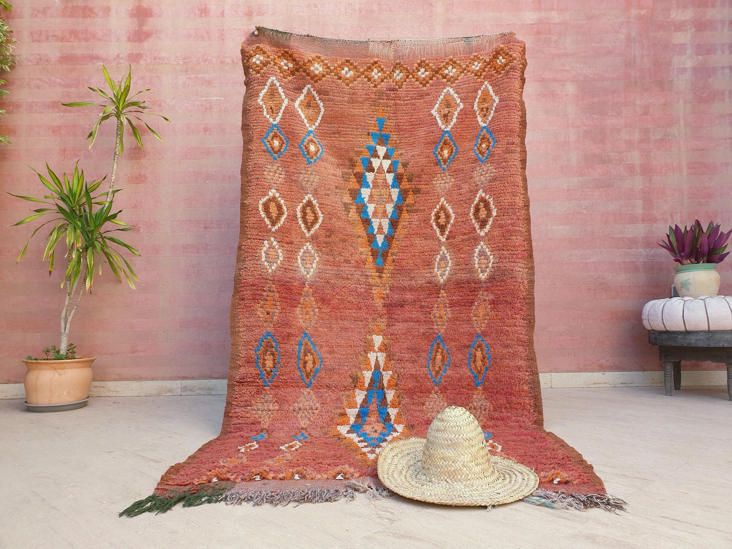 50% OFF CLOSING SALE Precious Vintage Moroccan Rug 4.3x8 "Cinnamon Delight" Brown boujaad rug, terracota earth tones rug