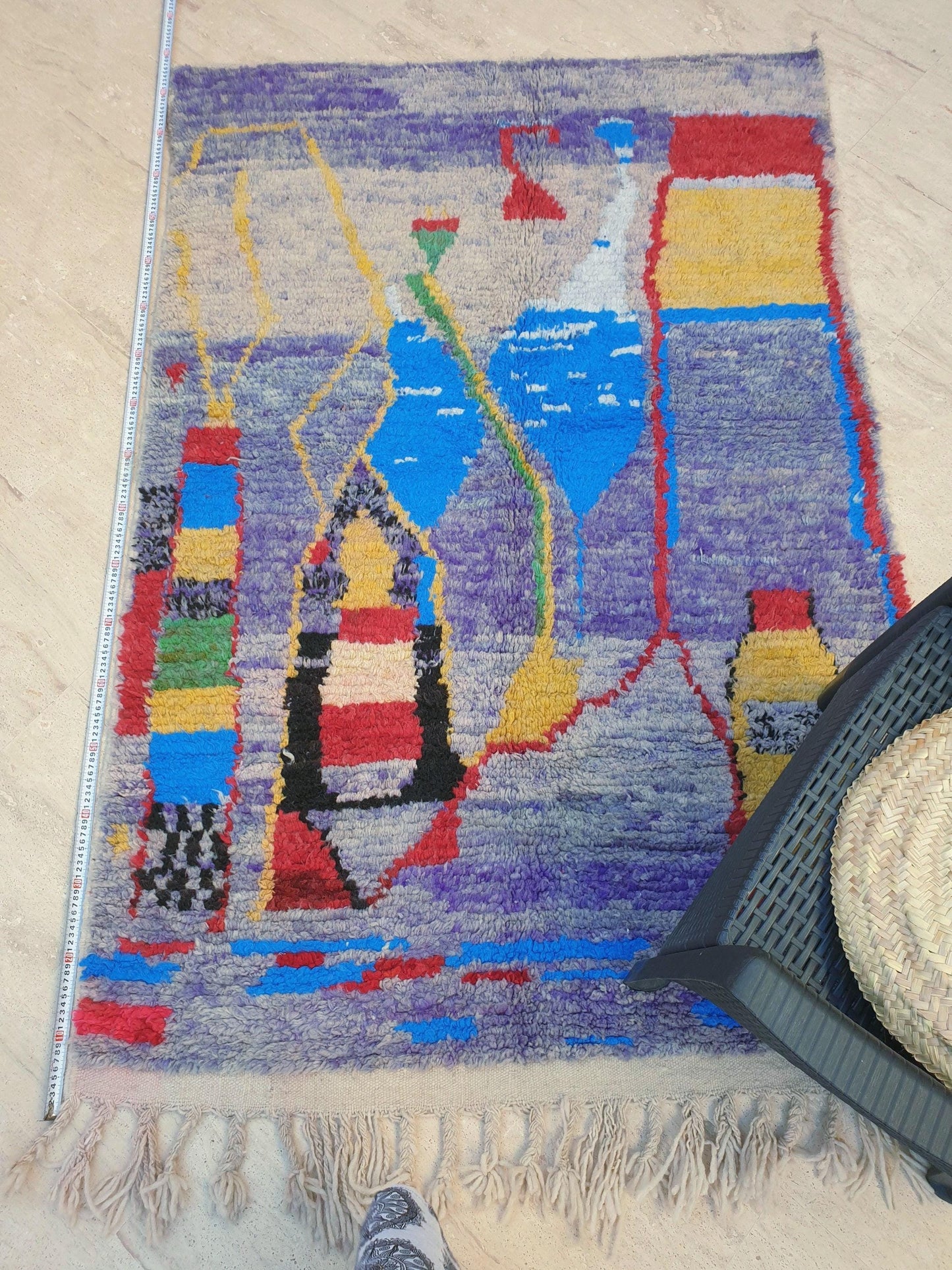 50% OFF CLOSING SALE Gorgeous Moroccan Rug boujaad rug 4.1x6.3 Purple Wool rug, living room rug, Unique Abstract Red Yellow rug bedroom rug