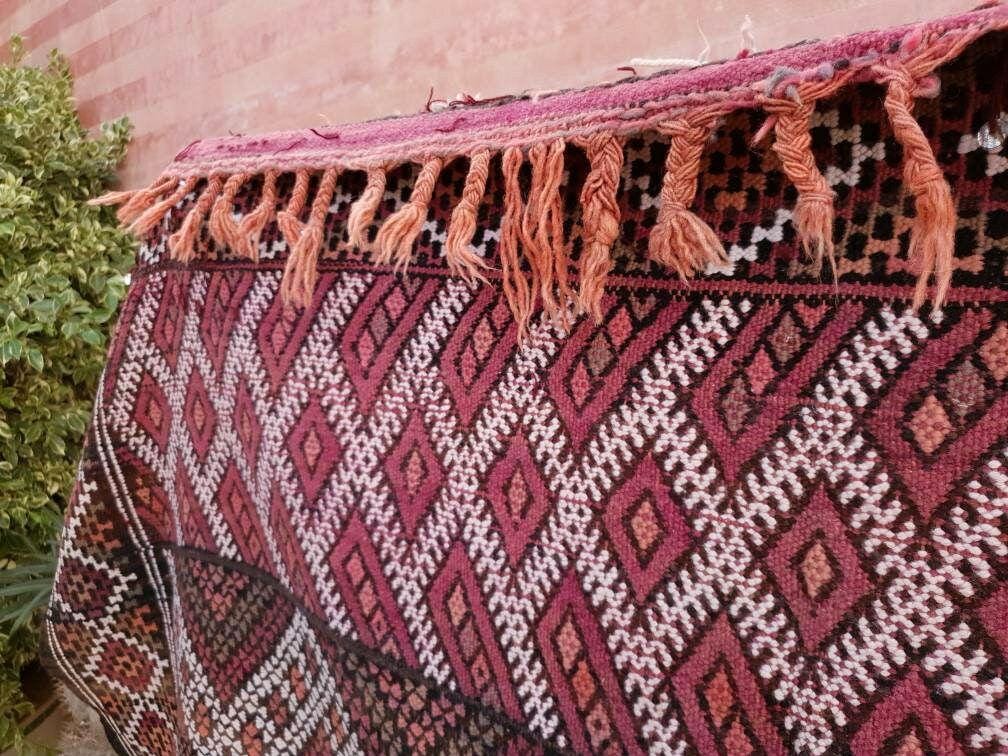 50% OFF SALE Vintage Moroccan Rug 6.3x11.8 Stunning kilim rug, Large area rug Vintage sequins berber rug Bedroom Rug, Warm Red Orang
