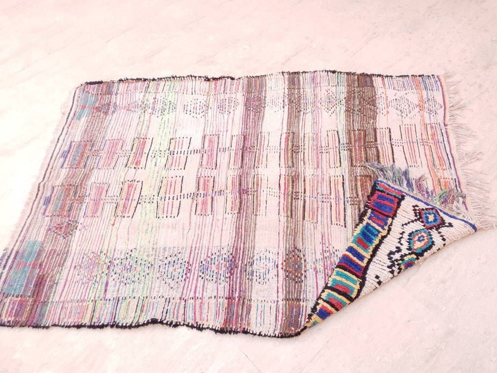 50% OFF CLOSING SALE Vintage Moroccan Rug, Stunning Genuine Unique Azilal Rug 4.6x6.7 Authentic Antique Berber Rug | living room boujaad rug