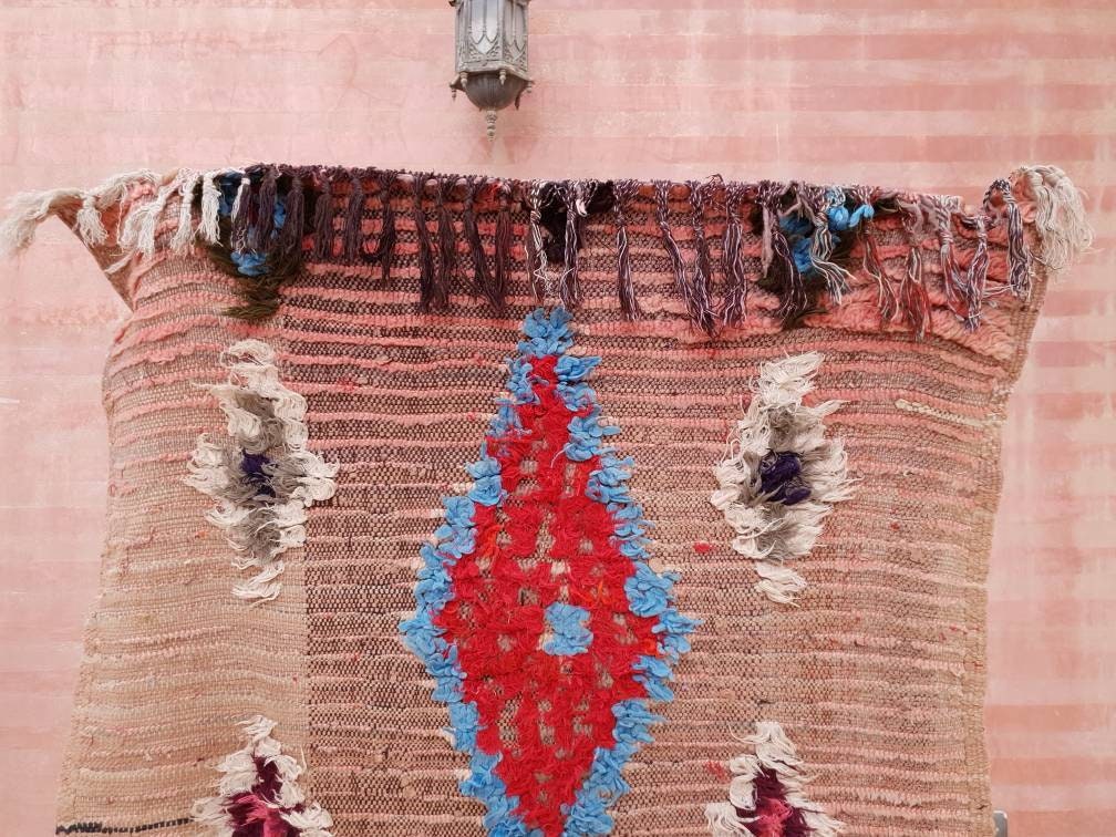 50% OFF CLOSING SALE Vintage Moroccan Rug 3.5x9.5 boujaad runner rug blush pink rug living room rug hallway rug bedroom rug pink rug