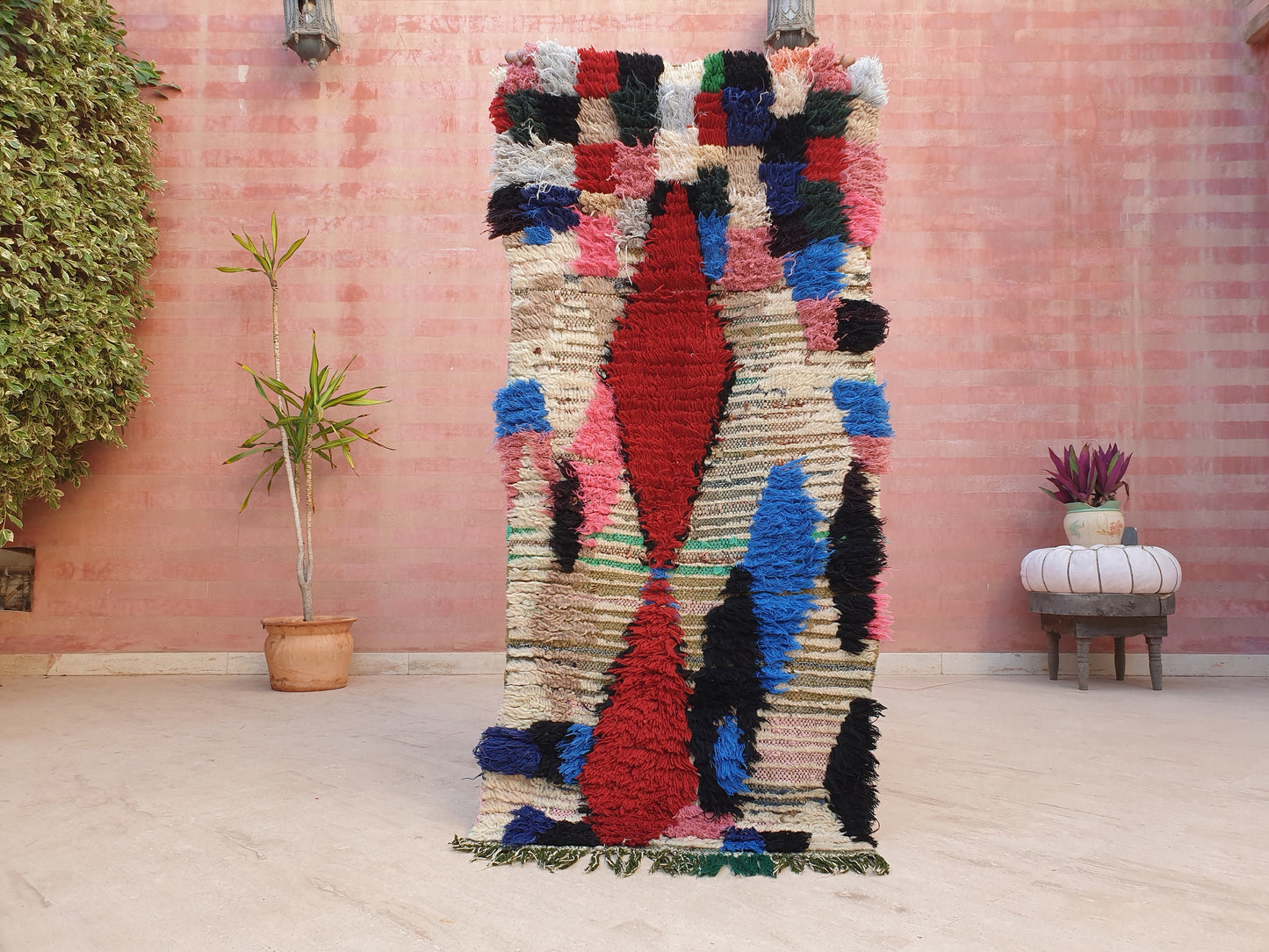 Vintage Moroccan Rug 2.5x5.4 Boucherouite Berber Rug, living room rug, rare morrocan rug bedroom rug accent rug