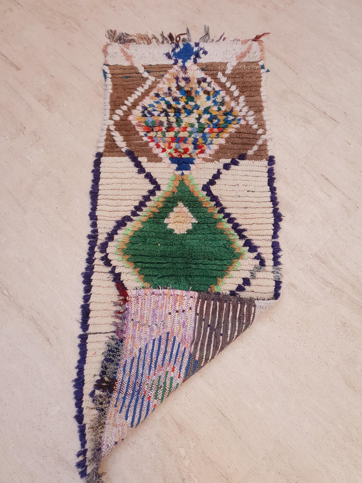 Gorgeous Vintage runner rug 2.4x5.9 beige pink abstract hallway rug, pastel muted tones kitchen rug