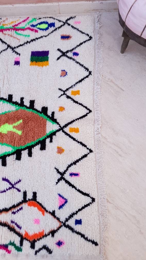 Fine Moroccan Rug 5.3x8.5 Designer Azilal Rug Authentic Berber carpet by ME Nursery Beni Ourain rug, living room rug