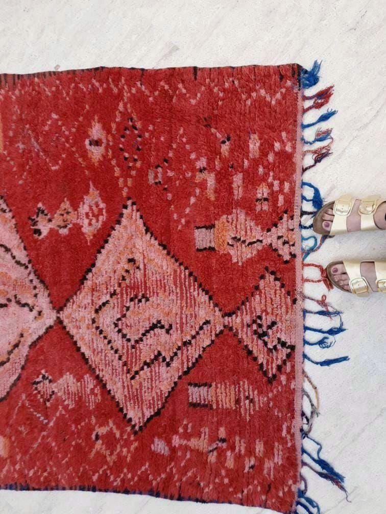50% OFF CLOSING SALE Vintage Moroccan rug 5x8.7 Precious boujaad rug blush red carpet, Incredible Unique tribal living room rug
