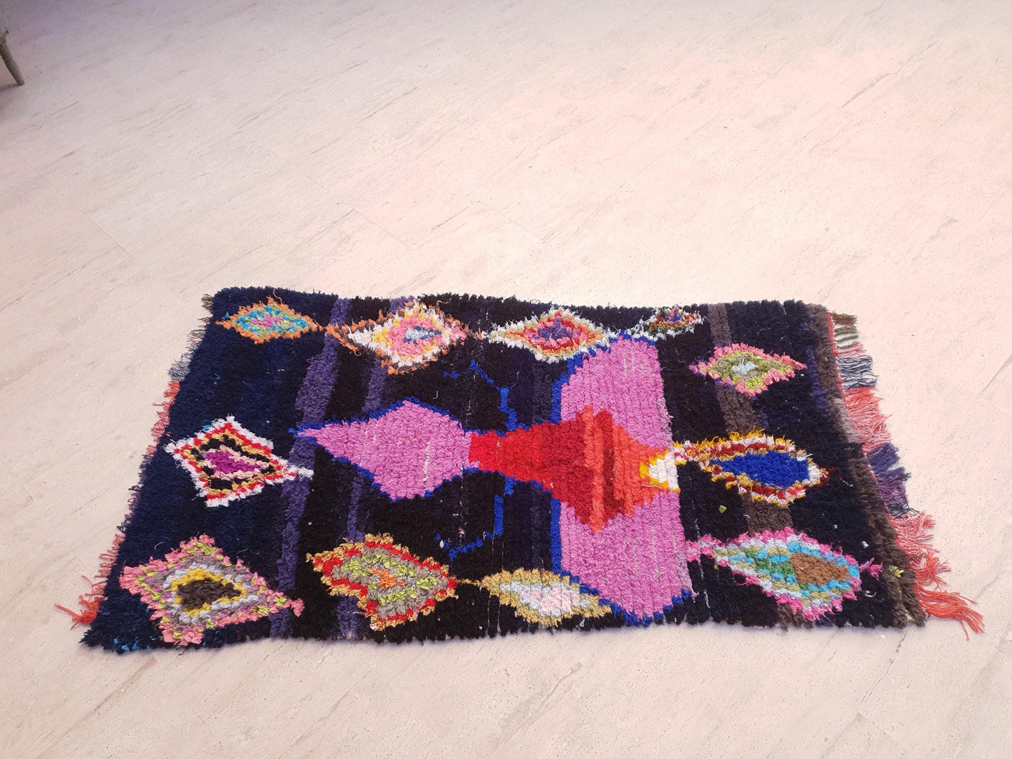 Stunning Moroccan Rug 3.2x5.9 LADY IN RED Gorgeous tribal Rug | Artistic Berber Rug | colorful boujaad Rug | office rug | Blush Boujaad Rug