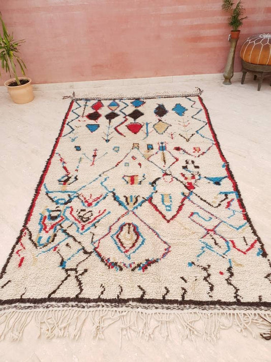 50% OFF CLEARANCE SALE Fine Moroccan rug 5.5x9.5 Gorgeous Azilal rug beautiful Fluffy Wool Moroccan Rug, Handmade Living Room berber rug