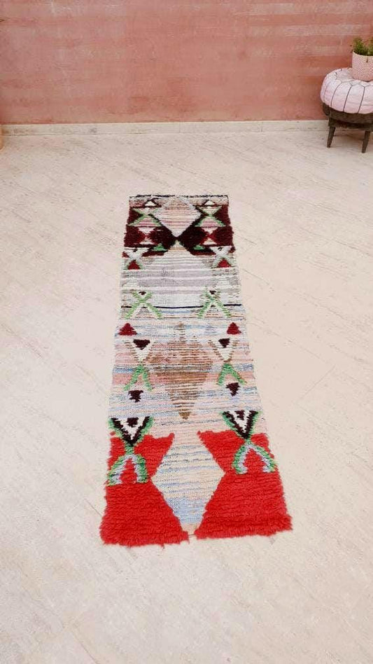 50% OFF CLOSING SALE Vintage Moroccan rug 2.2x8 Gorgeous Abstract Tribal boujaad rug boujad g colorful rug, entryway berber rug