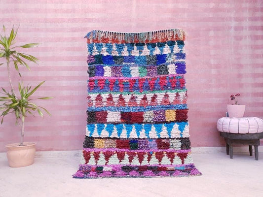 Moroccan boucherouite rug 3.9x6.1 Vintage rug, Colorful bedroom rug living room  rug colorful rug boho rug boujad rug boujaad rug