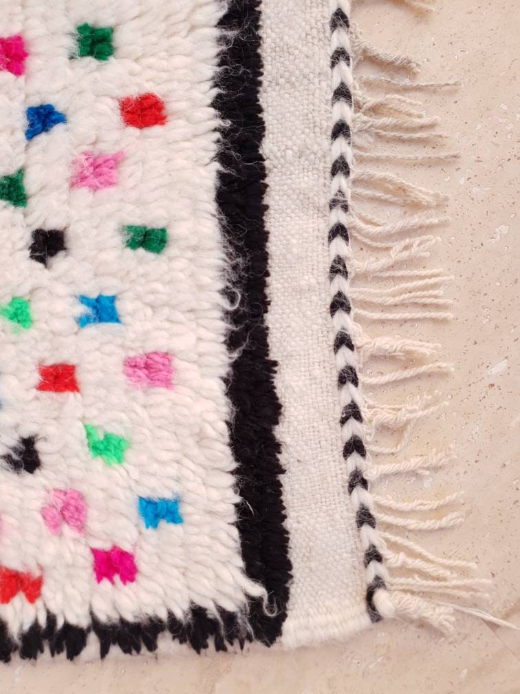 Finest Moroccan Rug 3.2x4.8 Soft Azilal Rug "Confetti" Authentic Berber carpet Nursery morrocan Rug Beni Ourain rug, living room rug