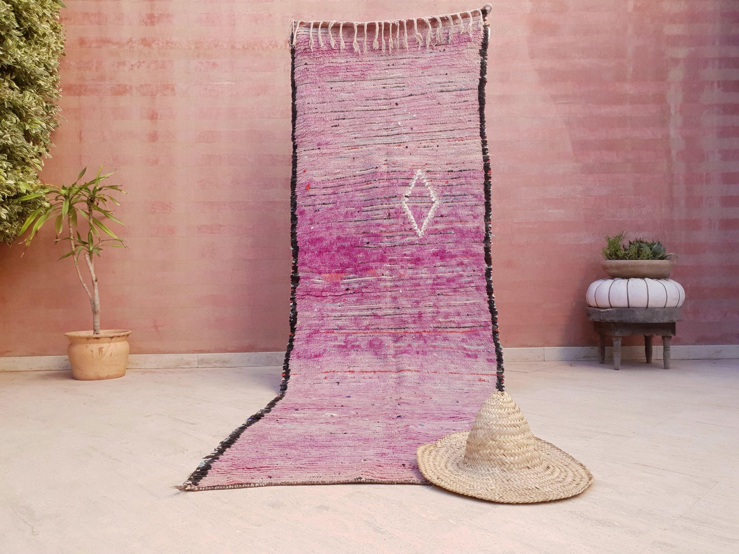 50% OFF CLOSING SALE Vintage Moroccan Runner Rug 3.2x10  Gorgeous Boujaad Rug "Purple Dream" Runner rug Blush mauve Lavender rug