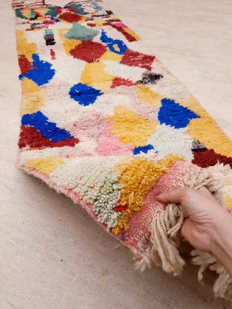 50% OFF CLOSING SALE Gorgeous Moroccan Rug 2.5x10  Unique Boujaad runner rug, Colorful Artistic rug, Abstract Wool Hallway rug
