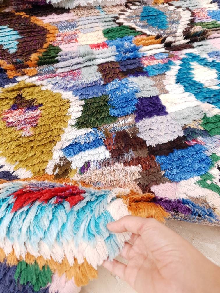 50% OFF CLOSING SALE Vintage Morocan rug 3.3x8.5 Stunning Artistic runner rug "Starry Night" living room rug, blue hallway rug bedroom rug