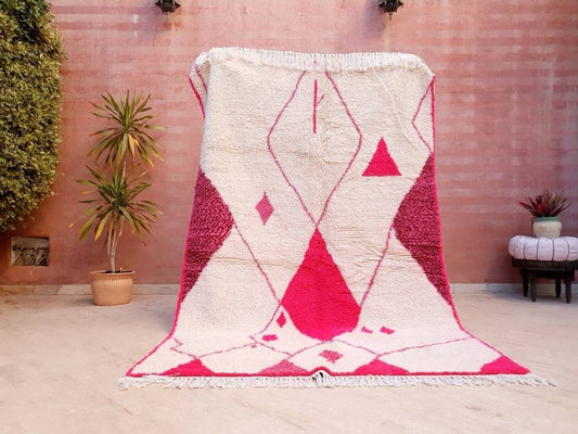 50% CLEARANCE SALE Fine Moroccan Rug 5.5x8.5 Super Pretty Soft Azilal Rug By Me, nursery rug Fushia Hot pink Rug bedroom beni ourain rug