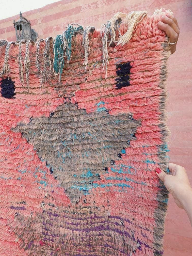 50% OFF CLOSING SALE Vintage Moroccan Rug 2.2x11.8 Stunning Moroccan boujaad Runner Rug, blush pink rug, long hallway rug Abstract carpet