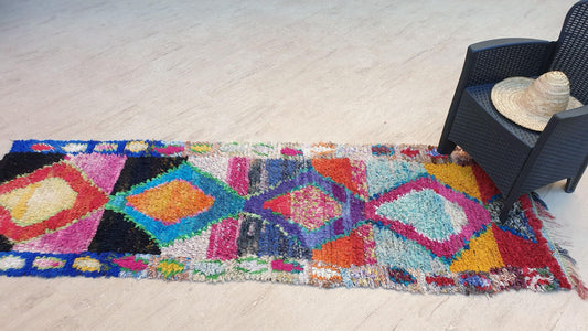 50% OFF CLOSING SALE Vintage Moroccan Rug 2.9x8.8 Gorgeous Colorful Boucherouite Berber Rug, bright rag rug bedroom rug accent rug