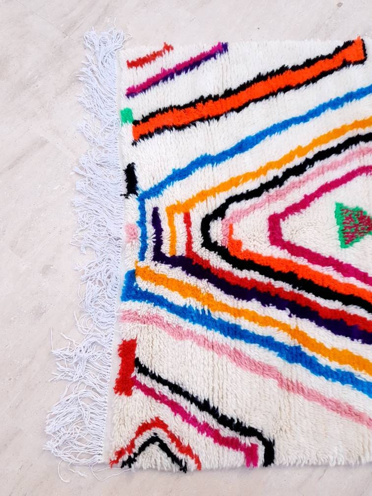 Finest Moroccan rug 3.8x5.3 Gorgeous Azilal rug, Softest Berber morrocan rug, bedroom rug living room rug bedside rug children rug