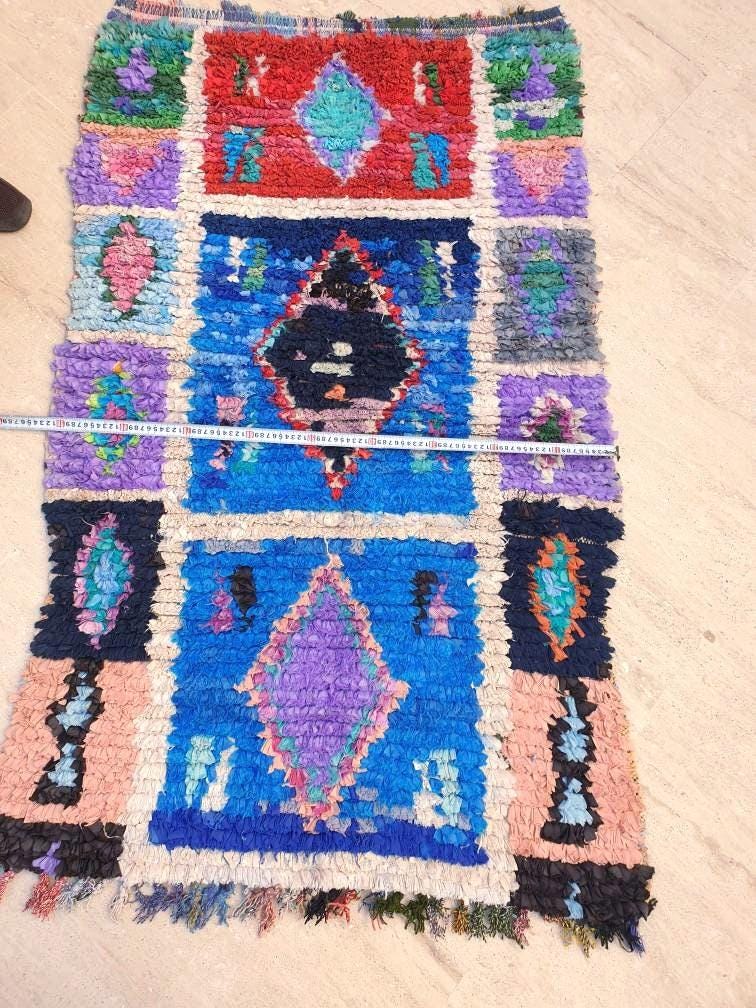 Vintage Moroccan Rug  Super Pretty Runner Rug 3.1x5.1 Boujaad Rug  | Antique Berber Boucherouite Rug  Vintage Accent Rug, Entry way Rug