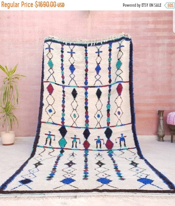 Vintage Moroccan Rug 5x10 Beni ourain rug, Berber rug, bedroom rug, beni Ourain rug, living room rug