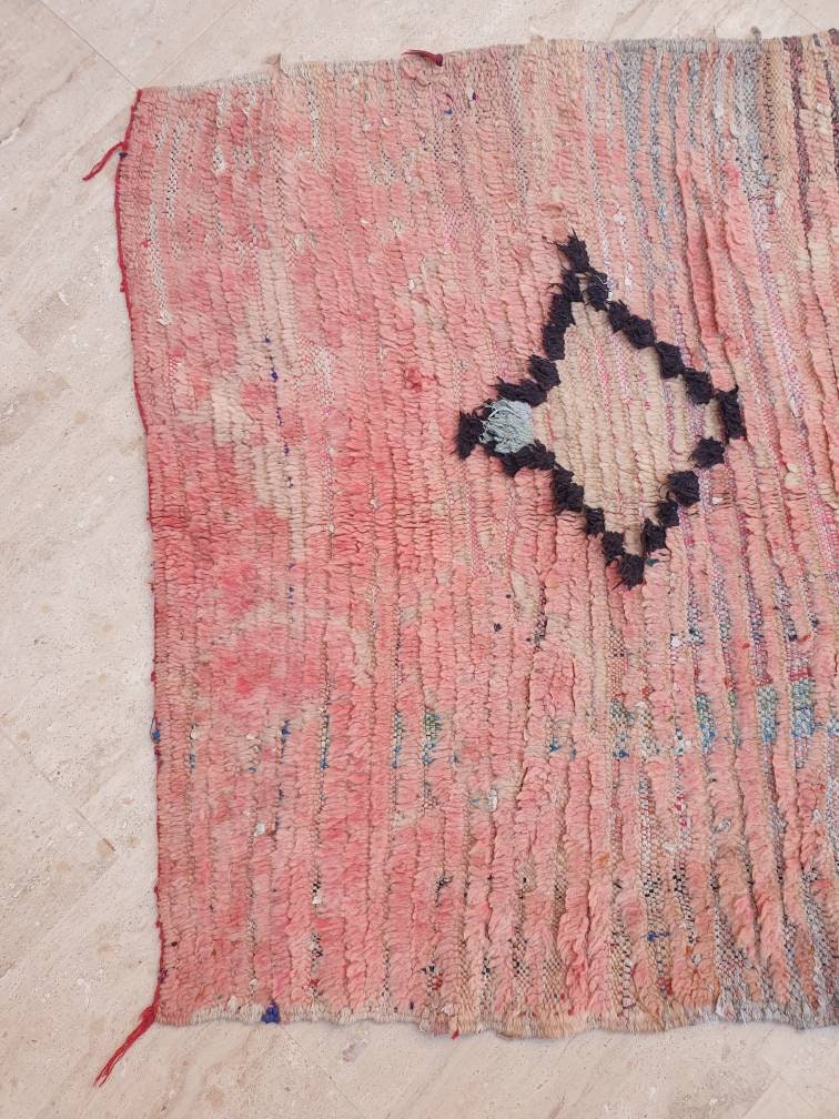 Vintage Moroccan Rug 3.4x6.7 Stunning Moroccan boujaad Rug blush pink rug Antique rug living room rug beni ourain rug