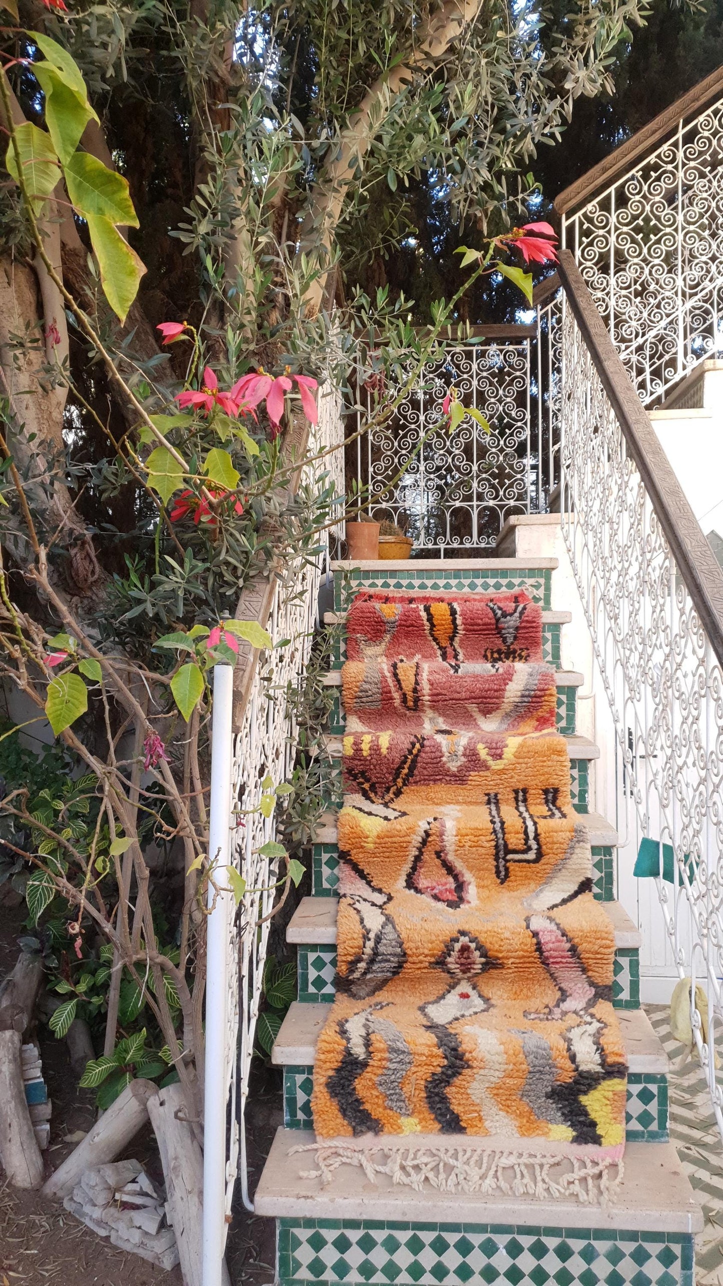 Beautiful Moroccan runner rug 2.2x9.6 unique colorful abstract moroccan rug, handmade boujaad rug, soft hallway rug