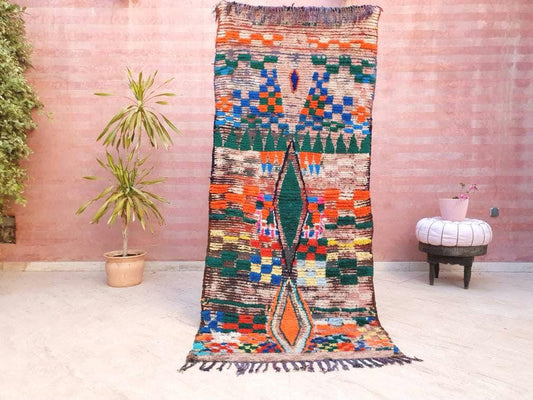50% OFF CLOSING SALE Vintage Moroccan rug 3.3x7.6 Colorful Boujad Runner rug Stunning Boujaad hallway rug | Boucherouite tribal rug
