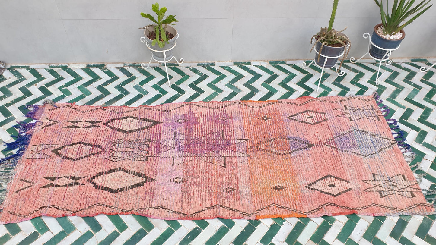 Beautiful  Peach runner rug geometric tribal rug