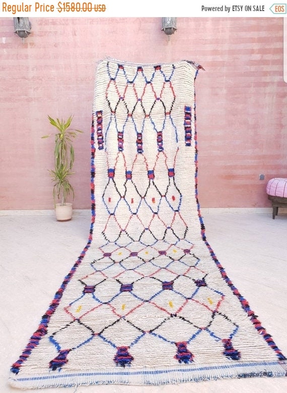 Vintage Morrocan Rug,  large Moroccan area rug, 4.25×13 ft Azilal Rug, bedroom rug, living room rug, tribal rug, boujaad rug
