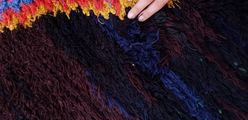 Vintage Moroccan Rug 3.7x9.2 Super Pretty Runner Rug | Boujaad Rug  | Berber Boucherouite Rug | Hallway Rug | Vintage Entry way Rug