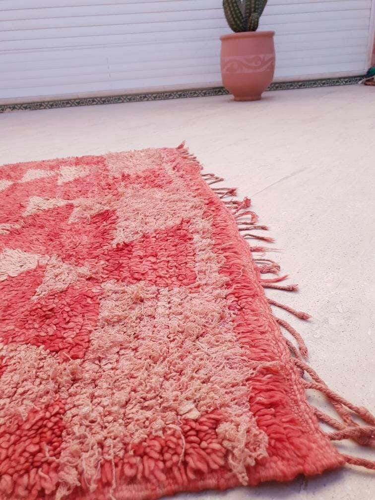 50% OFF CLOSING SALE Vintage Moroccan rug 4x7.5 Stunning Blush Red Boujaad rug | Blush Abstract rug | bedroom  handmade wool rug